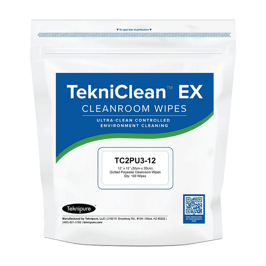 Teknipure TekniClean TC2PU3 - 12, Laundered Heavy Weight Polyester Knit Wiper, Quilted 2 - Ply, 12 in x 12 in, Case of 800 - KEM - TRON INC.