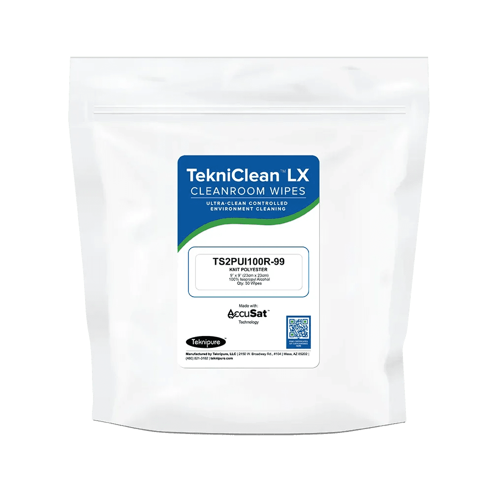 Teknipure TekniClean TS2PUI100R - 99, Polyester Knit Presaturated Wipe Refill, 100% IPA, 9"x9", Case of 600 - KEM - TRON INC.
