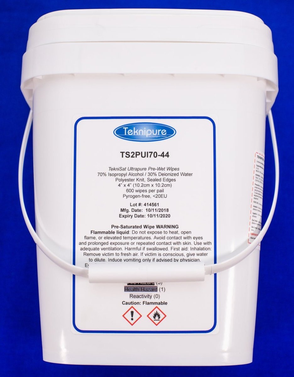 Teknipure TekniClean TS2PUI70 - 44, Polyester Knit Pre - Saturated Wiper, 70%/30%, 4 in x 4 in Case of 1200 - KEM - TRON INC.