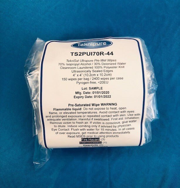 Teknipure TekniClean TS2PUI70R - 44, Polyester Knit Pre - Saturated Wipe Refill, 70%/30% IPA, 4 in x 4 in Case of 2400 - KEM - TRON INC.
