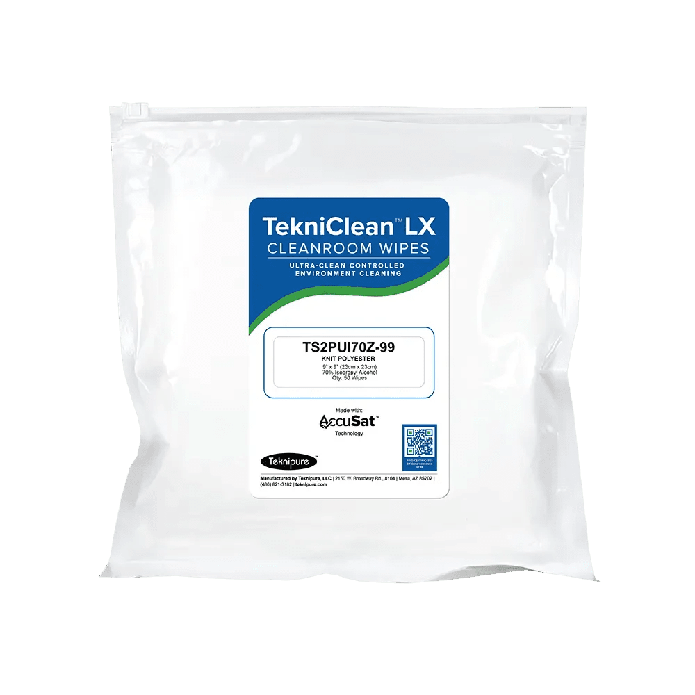 Teknipure TekniClean TS2PUI70Z - 99, Polyester Knit Pre - Saturated Wiper, 70%/30%, 9" X 9", Case of 750 - KEM - TRON INC.