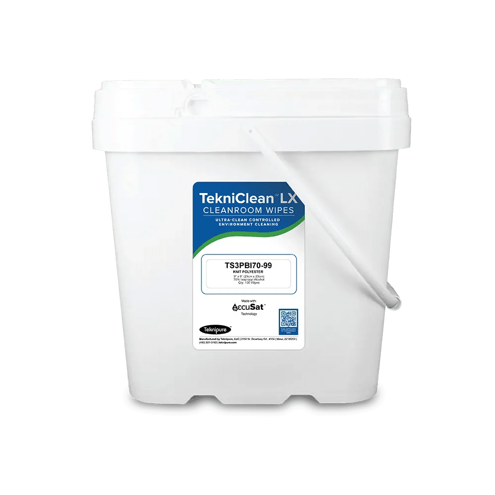 Teknipure TekniClean TS3PBI70 - 99, Polyester Knit Presaturated Wiper, 70%/30%, 9"x9", Case of 200 - KEM - TRON INC.