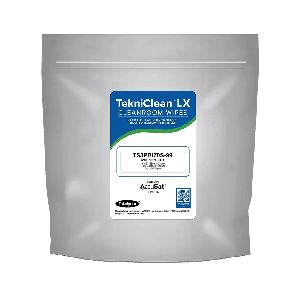 Teknipure TekniClean TS3PBI70S - 12, Polyester Knit Presaturated Wiper, 70%/30%, 12"x12", Case of 500 - KEM - TRON INC.