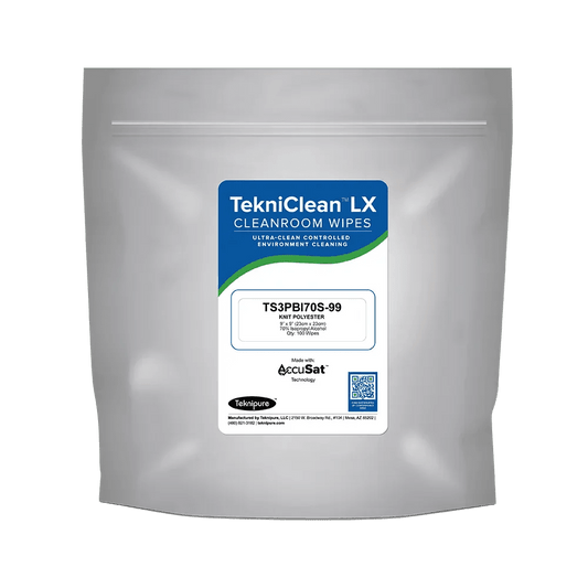 Teknipure TekniClean TS3PBI70S - 12, Polyester Knit Presaturated Wiper, 70%/30%, 12"x12", Case of 500 - KEM - TRON INC.