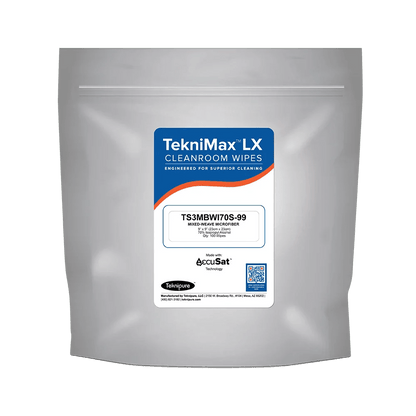Teknipure TekniMax TS3MBWI70S - 99, Mixed - Weave Microfiber Wipers with AccuSat, ESD Static Shield Bag, 70% Isopropyl Alcohol, 9 in x 9 in, case of 500 - KEM - TRON INC.