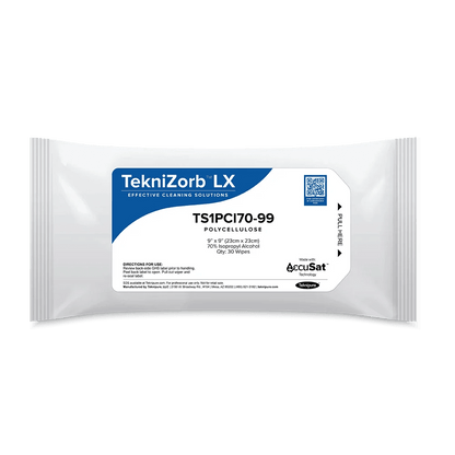 Teknipure TekniZorb TS1PCI70 - 99 Polyester - Cellulose Pre - saturated Wiper, 70%/30%, 9" X 9", Case of 720 - KEM - TRON INC.