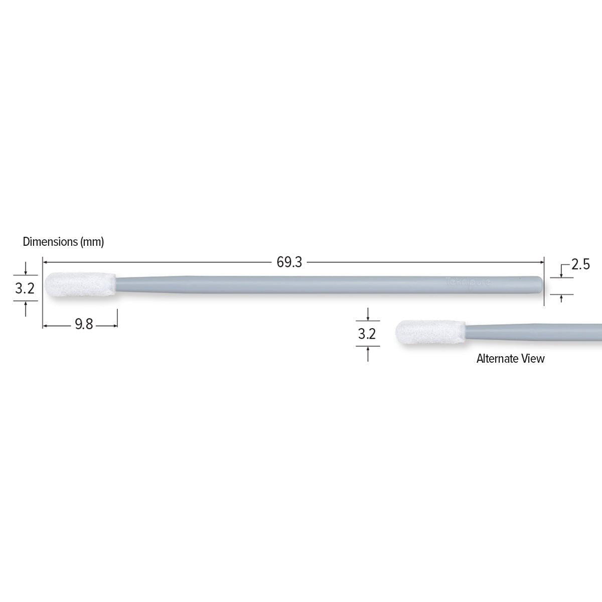 Teknipure TKS506E, TekniSwab Small Foam ESD Swab, 2.728 in, 2500 per case - KEM - TRON INC.