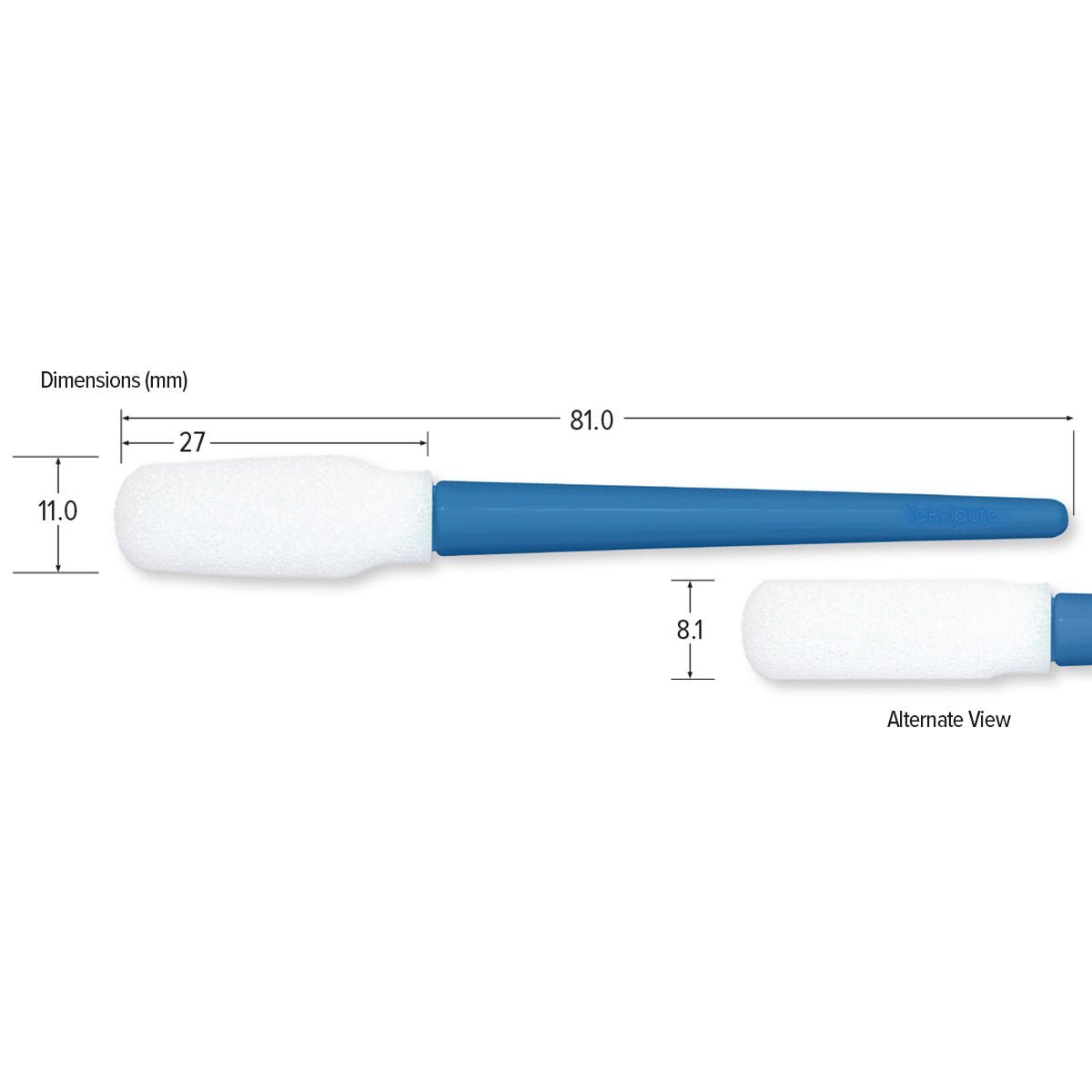 Teknipure TKS523F, TekniSwab Medium Foam Swab with cylindrical handle, 3.189 in, 1000 per case - KEM - TRON INC.