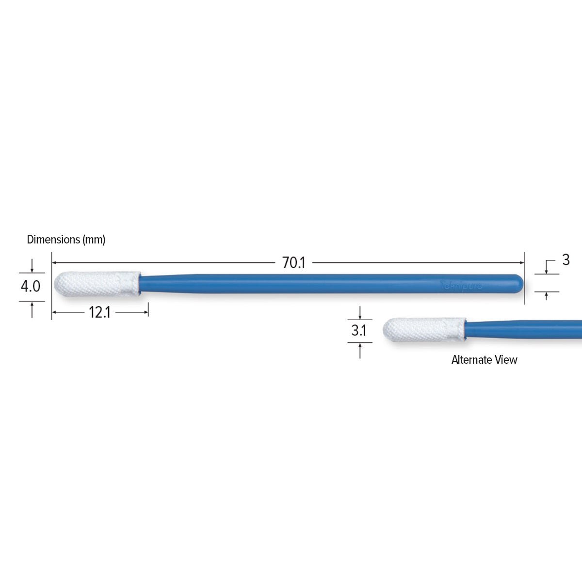 Teknipure TKS581MW, TekniSwab Microfiber Woven Small Swab, 2.795 in, 2500 per case - KEM - TRON INC.