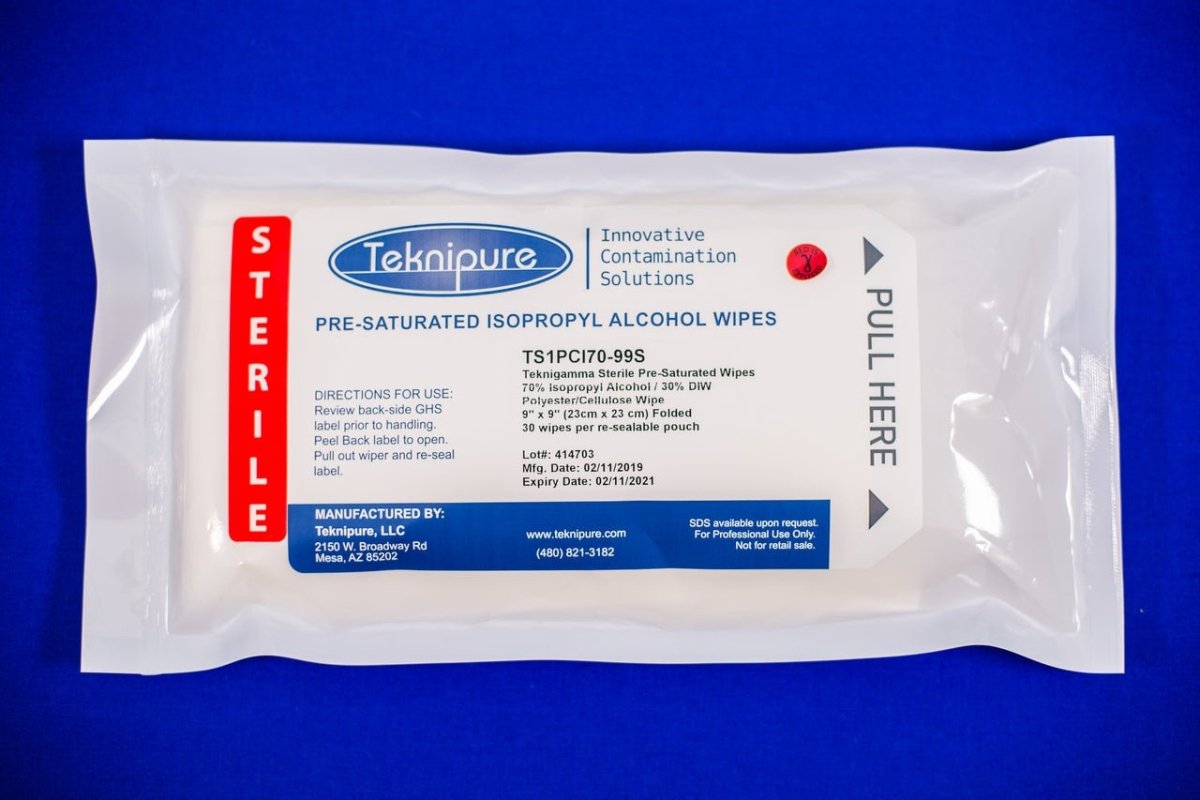 Teknipure TS1PCI70 - 99S, Pre - Saturated PolyCellulose Knit Wiper, Case of 720 - KEM - TRON INC.