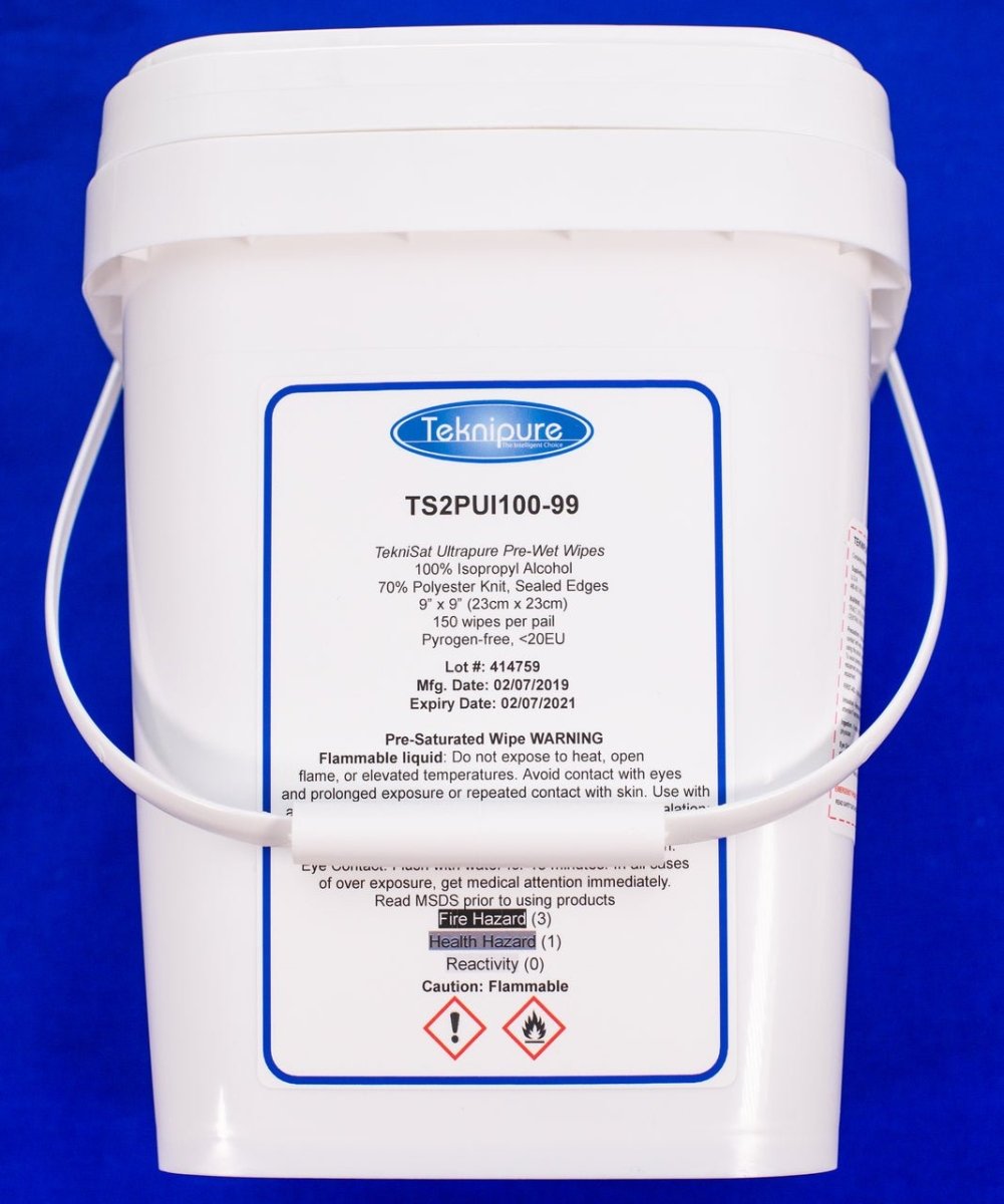 Teknipure TS2PUI100 - 99 Polyester Knit Presaturated Wiper 100% IPA 9"x9" - Case of 300 - KEM - TRON INC.