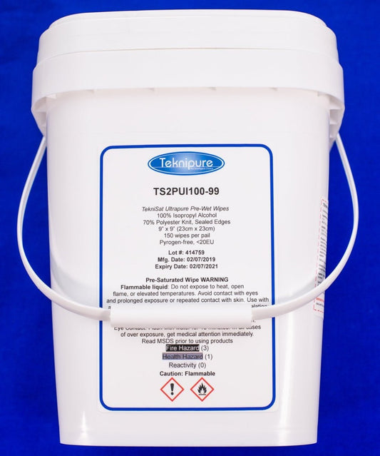 Teknipure TS2PUI100 - 99 Polyester Knit Presaturated Wiper 100% IPA 9"x9" - Case of 300 - KEM - TRON INC.