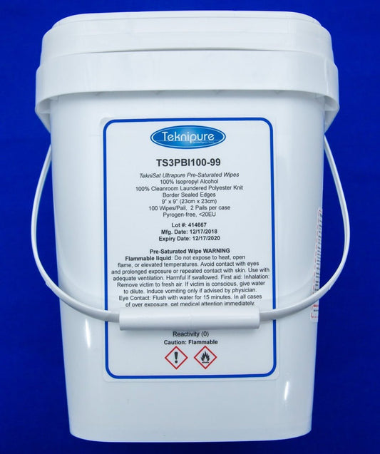 Teknipure TS3PBI100 - 99, Teknisat Polyester Knit Presaturated Wiper, 9"x9", Case of 200 - KEM - TRON INC.
