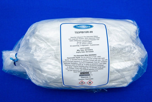 Teknipure TS3PBI10R - 99, Polyester Knit Pre - Saturated Wiper Refill, 9" X 9", 10% IPA, Case of 600 - KEM - TRON INC.